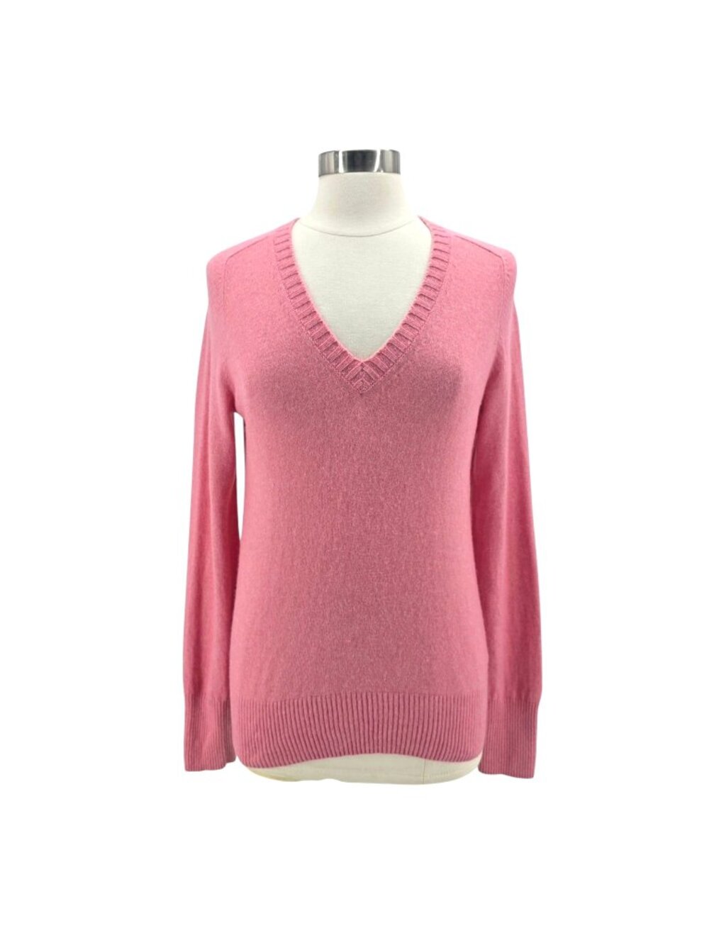 J. Crew with Cashmere Womens Medium Sweater Wool Blend Pink V-Neck Knit Preppy